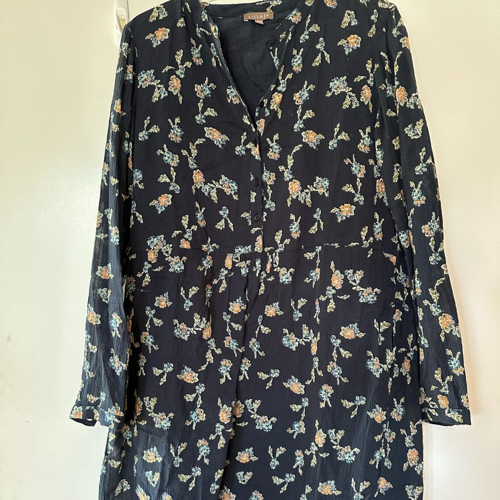 Lilla P. Floral Long Sleeve Dress